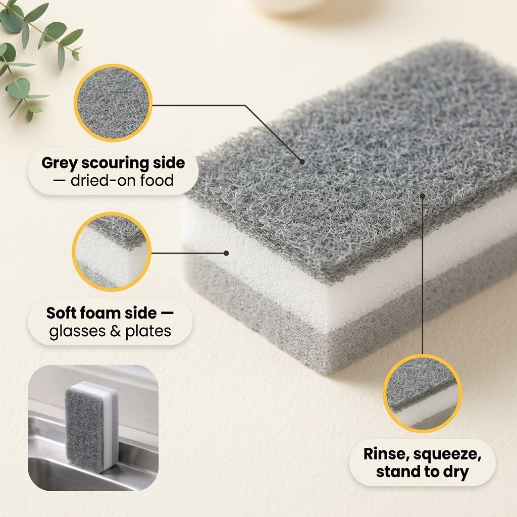 Grey scouring side and soft foam side