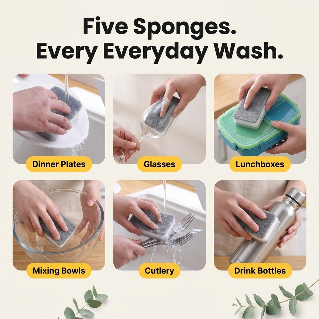 For plates, glasses, lunchboxes, bowls, cutlery and drink bottles