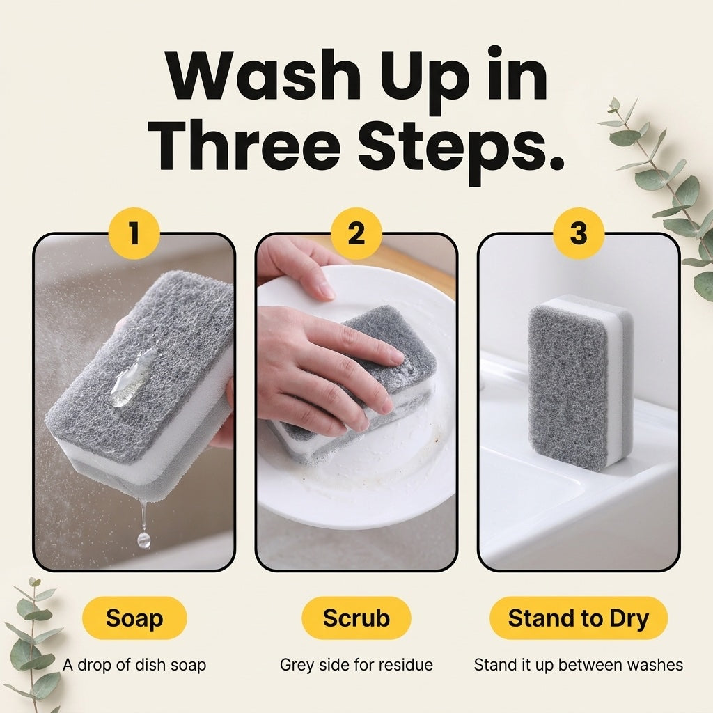 Soap, scrub, stand to dry