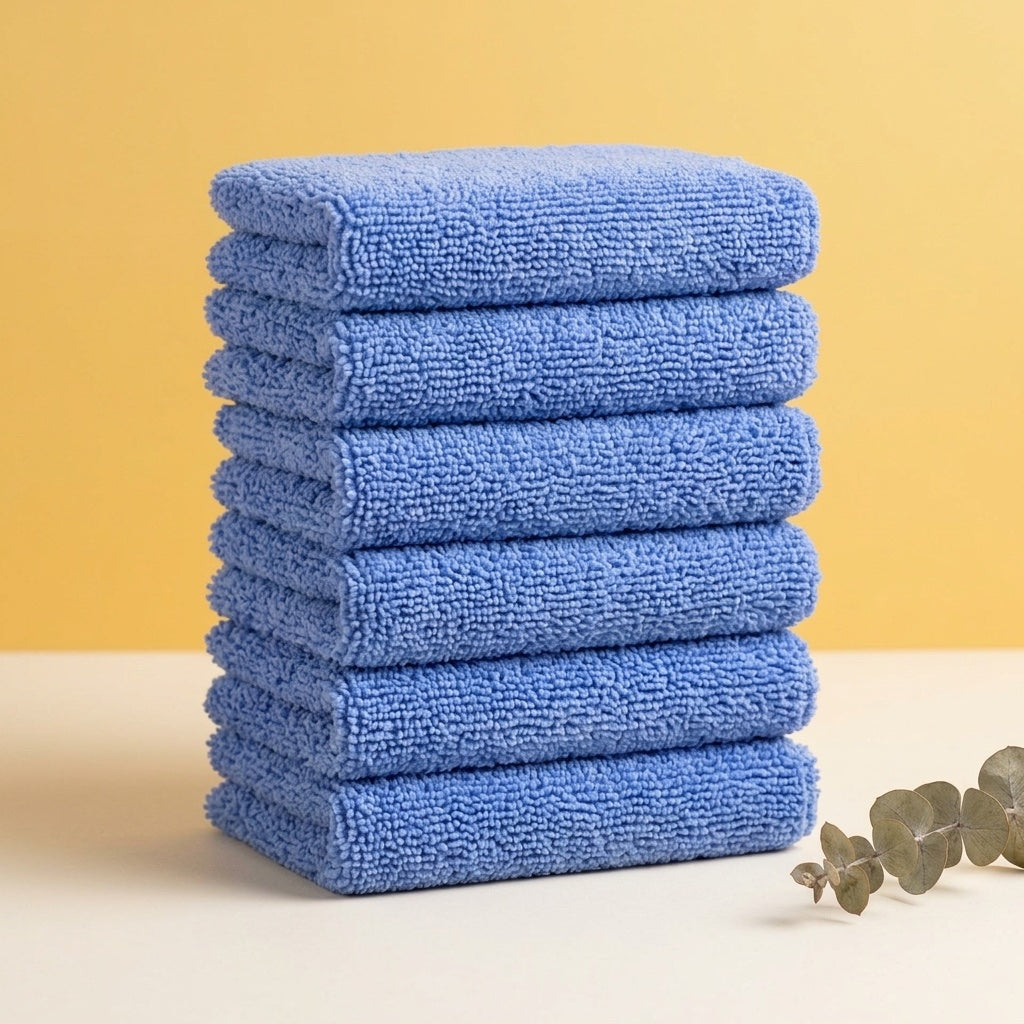 Stack of SPONJ blue microfiber sponges