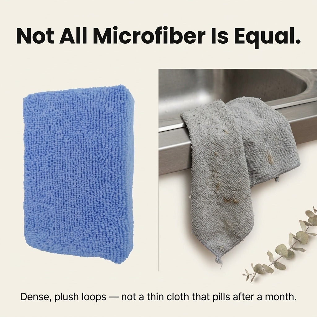 Dense plush microfiber vs a thin pilled cloth
