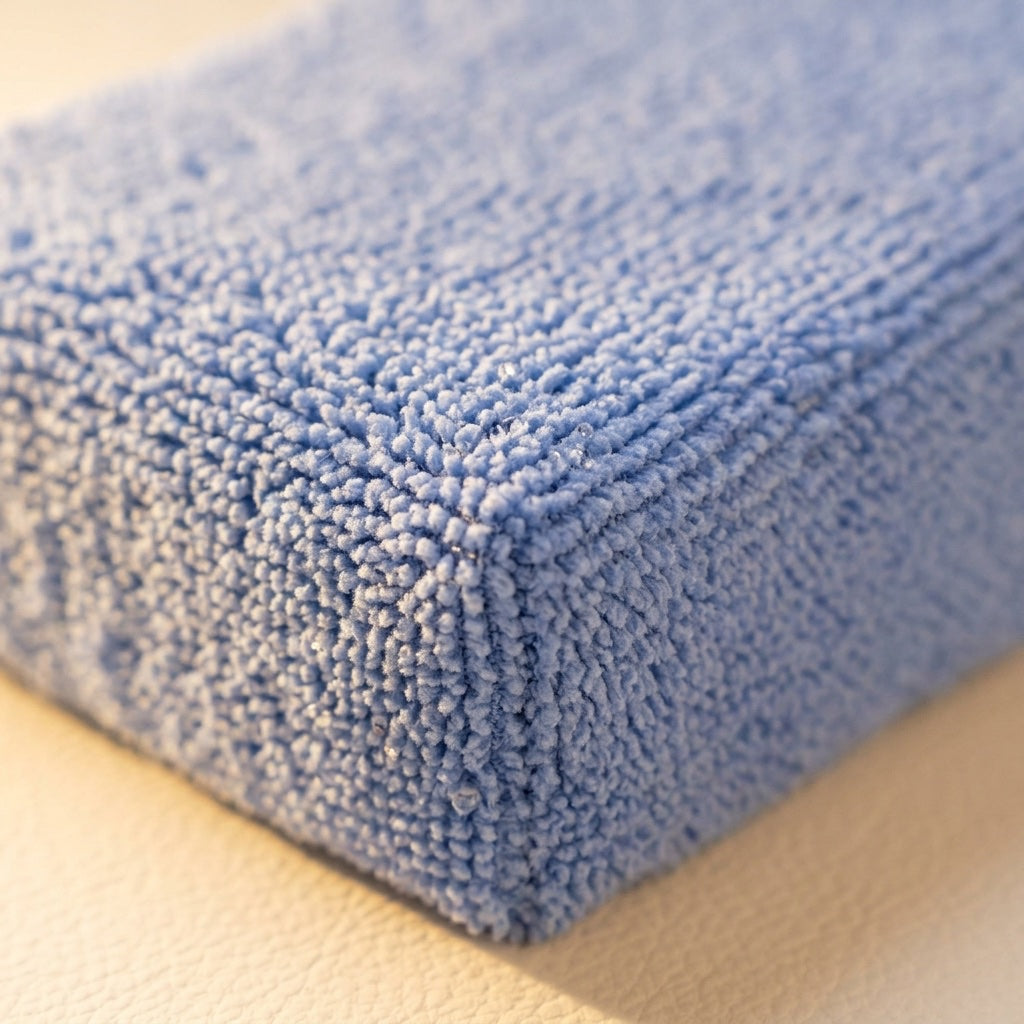 Macro of blue microfiber loops