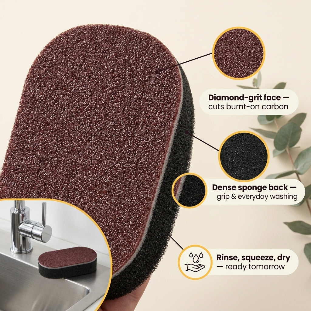 Diamond-grit face and dense sponge back