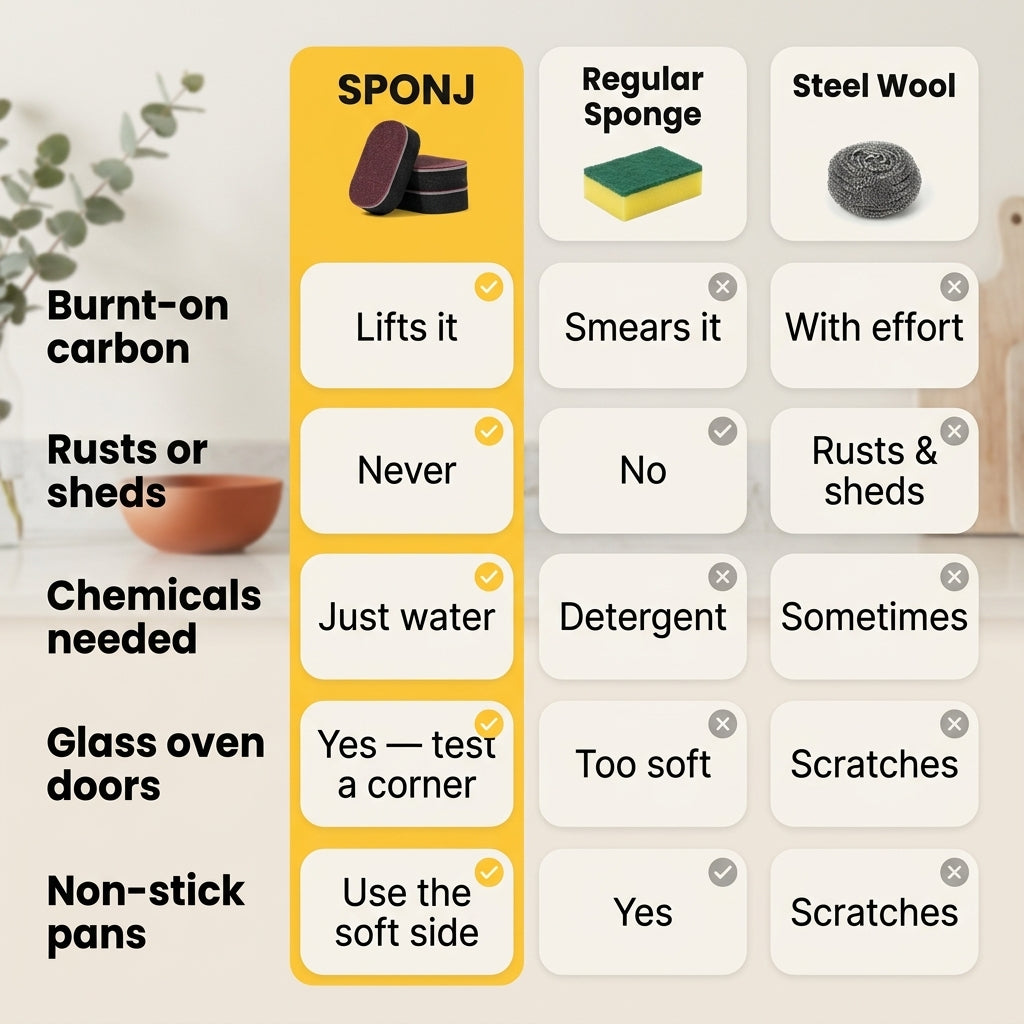 SPONJ vs regular sponge vs steel wool